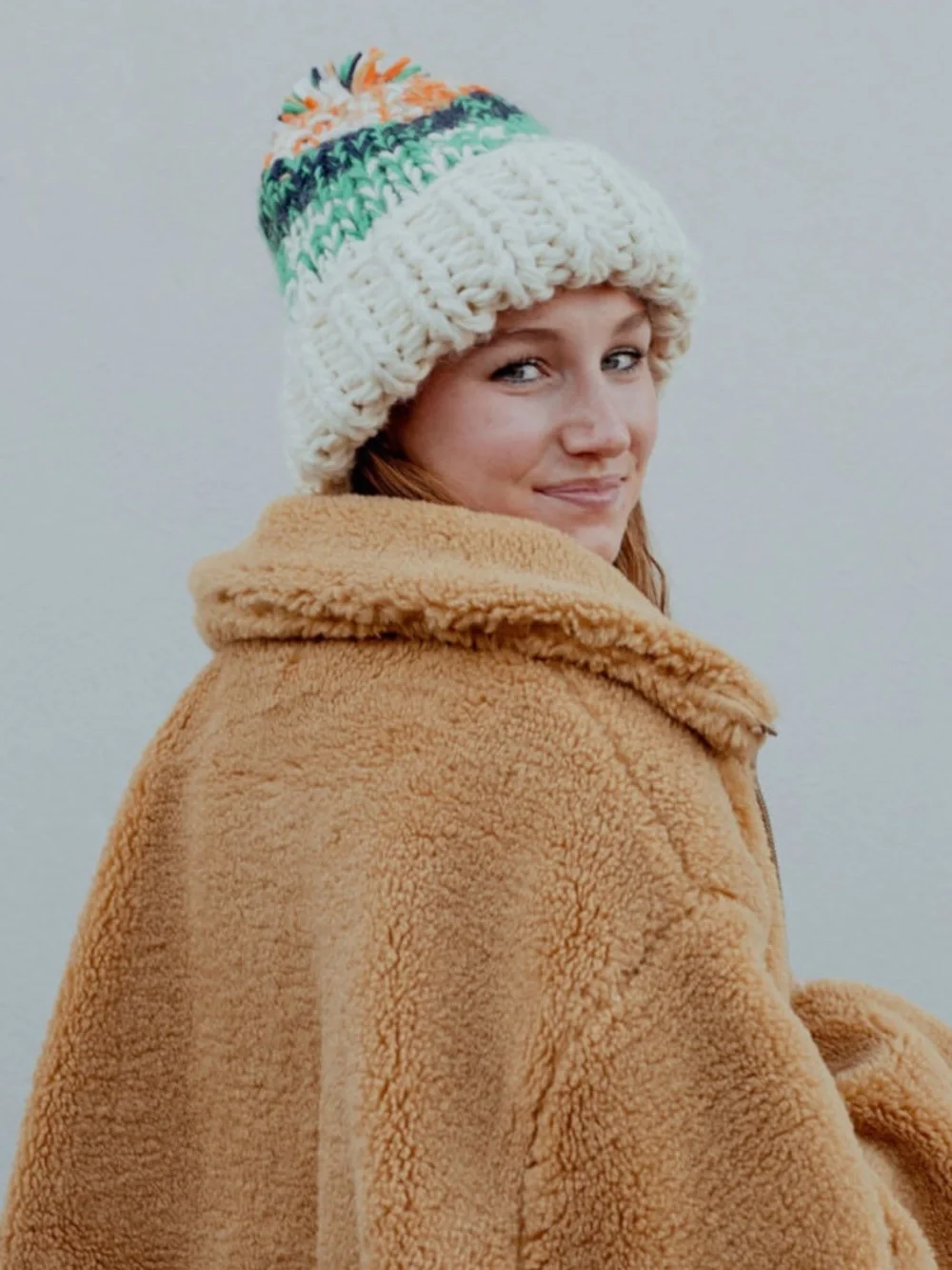 NEW Free People Tide Stripe Knit Pom Beanie Ivory